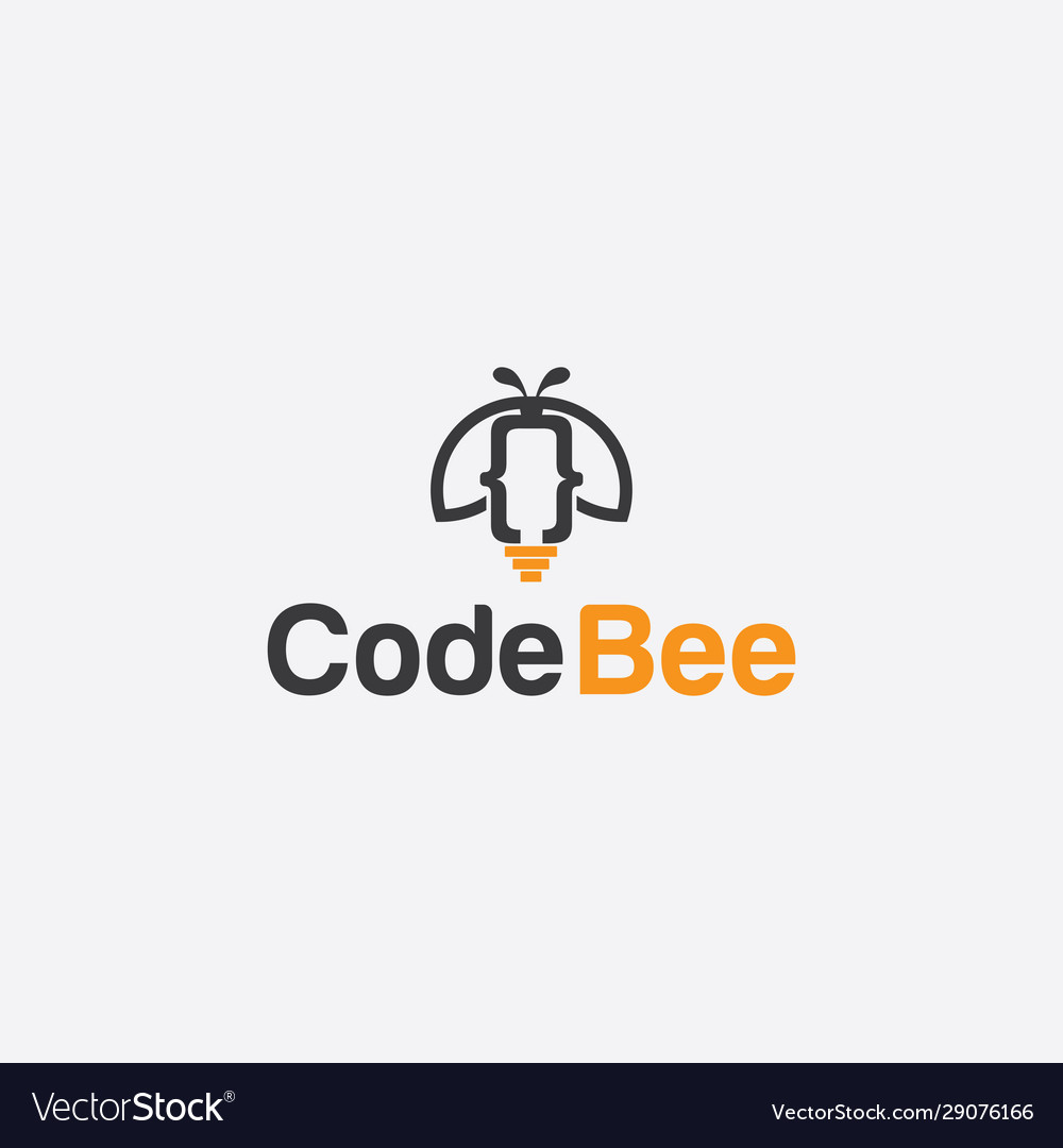 Code bee logo design template