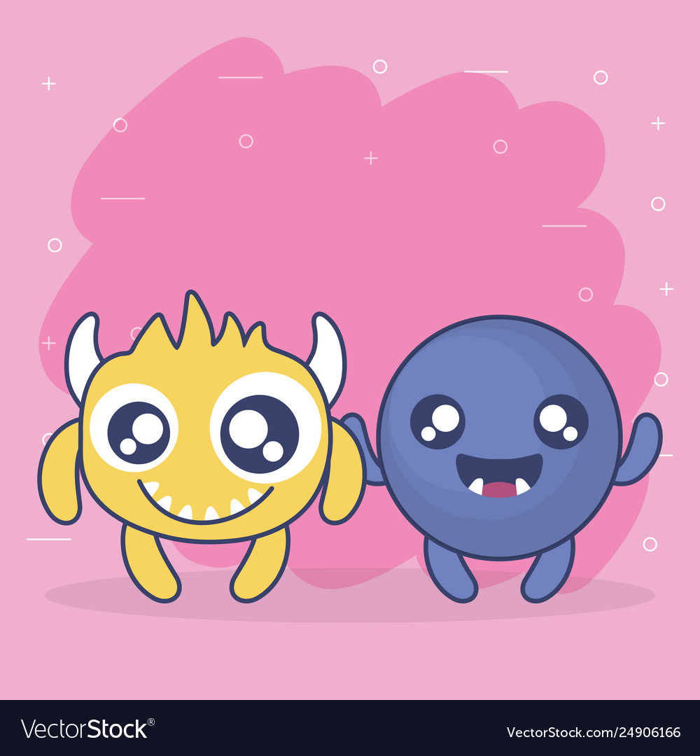Crazy monsters couple comic characters Royalty Free Vector Crazy monsters couple comic characters Royalty Free Vector