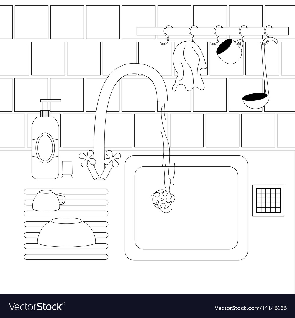 Dish Washing Kitchen View Royalty Free Vector Image dish-washing-kitchen-view-royalty-free-vector-image