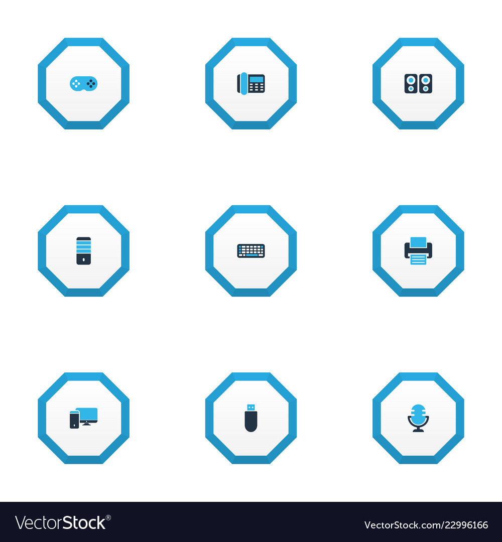 Electronics icons colored set with microphone Vector Image Electronics icons colored set with microphone