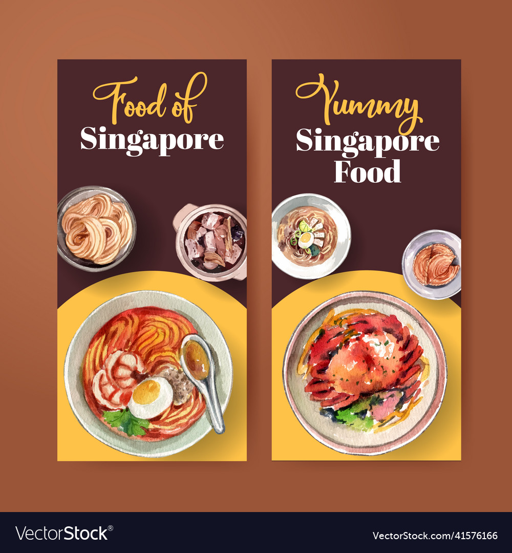 Flyer template with singapore cuisine Royalty Free Vector