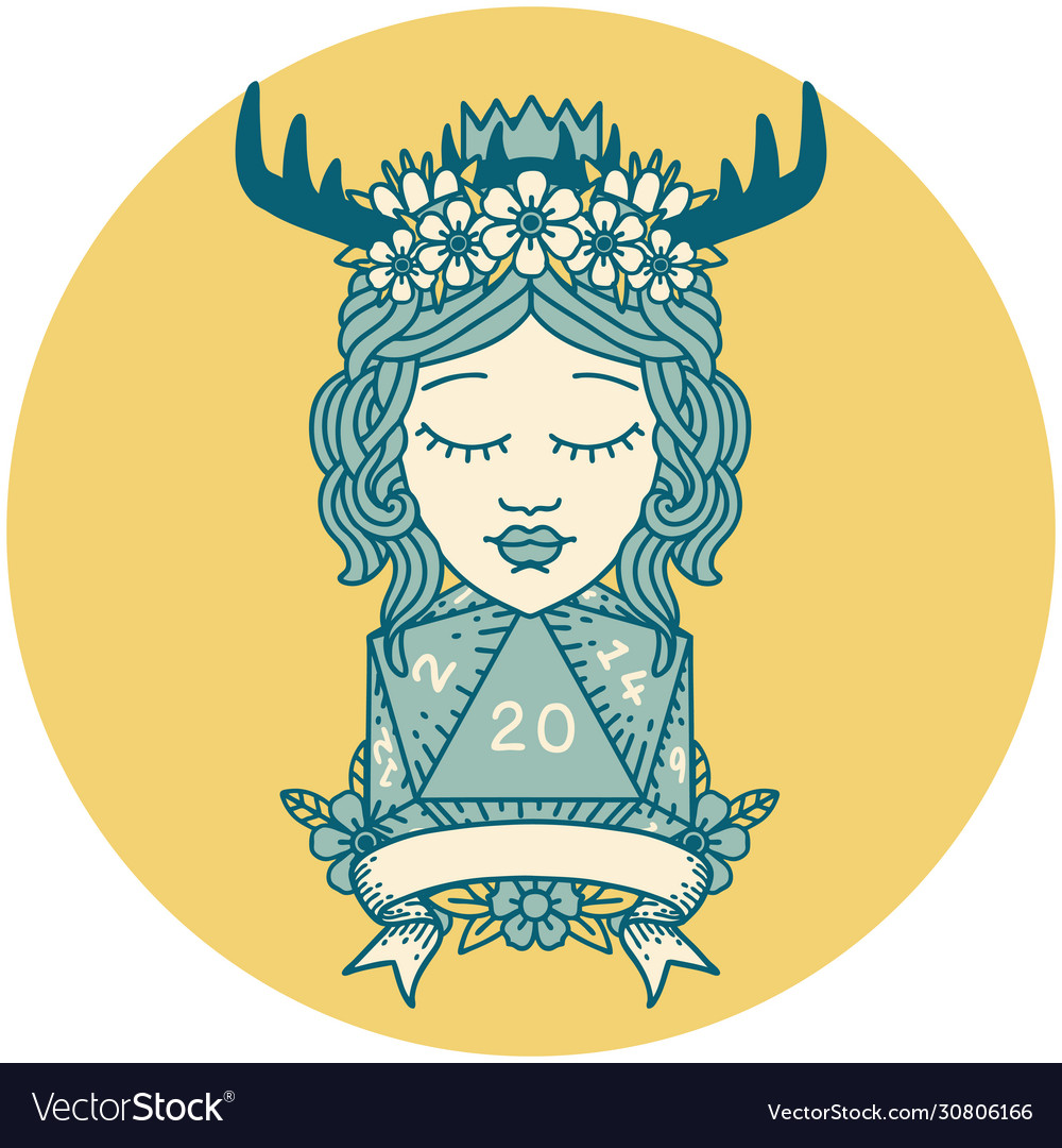 Human druid with natural twenty roll Royalty Free Vector