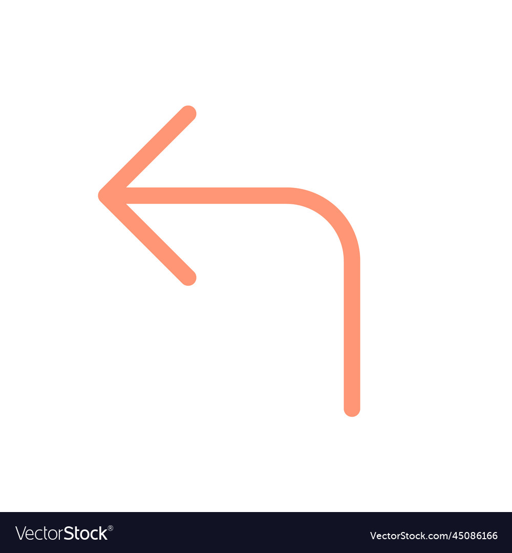 Left turn arrow flat color ui icon vector image Left turn arrow flat color ui icon
