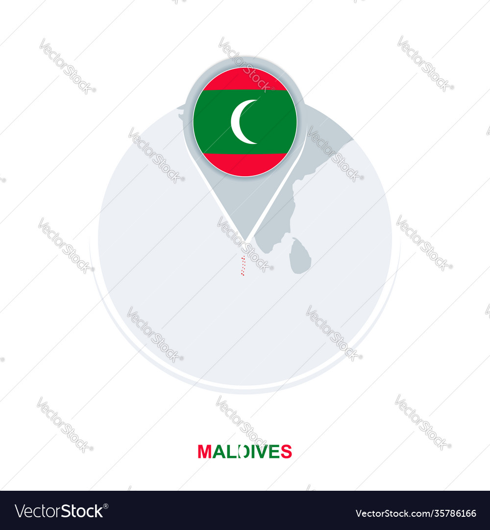 Maldives map and flag icon with highlighted