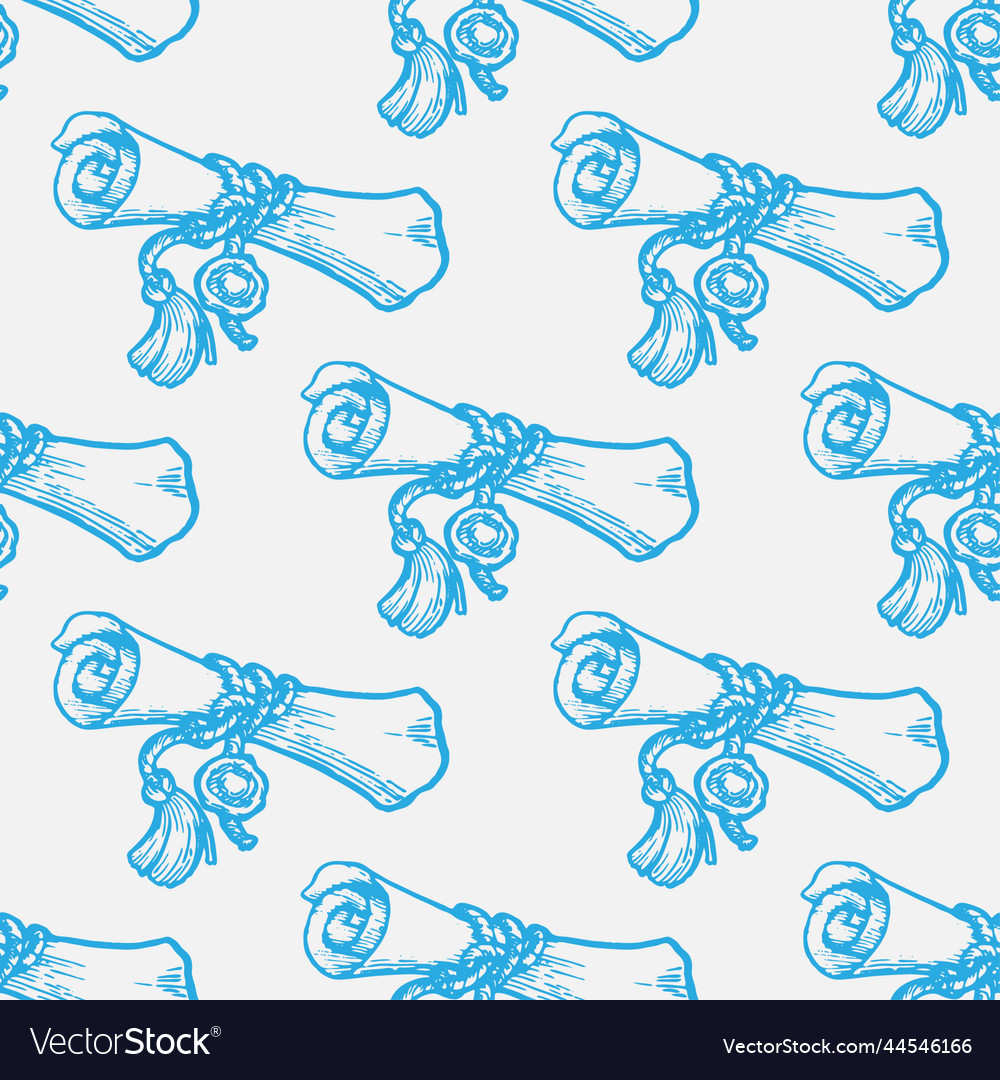 Old scroll with wax seal seamless pattern vector image Old scroll with wax seal seamless pattern
