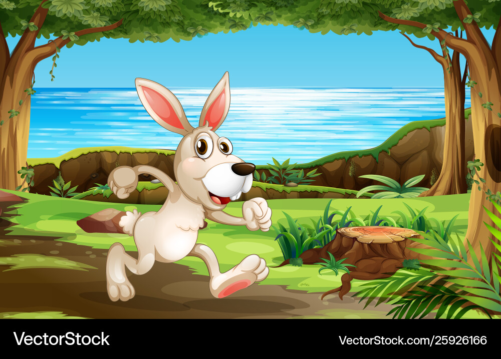 Rabbit running in park Royalty Free Vector Image