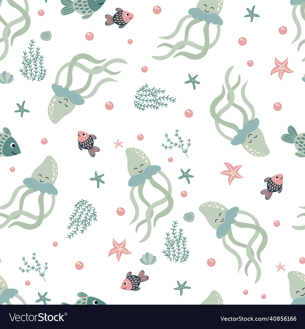 Seamless pattern with jellyfish vector image Seamless pattern with jellyfish