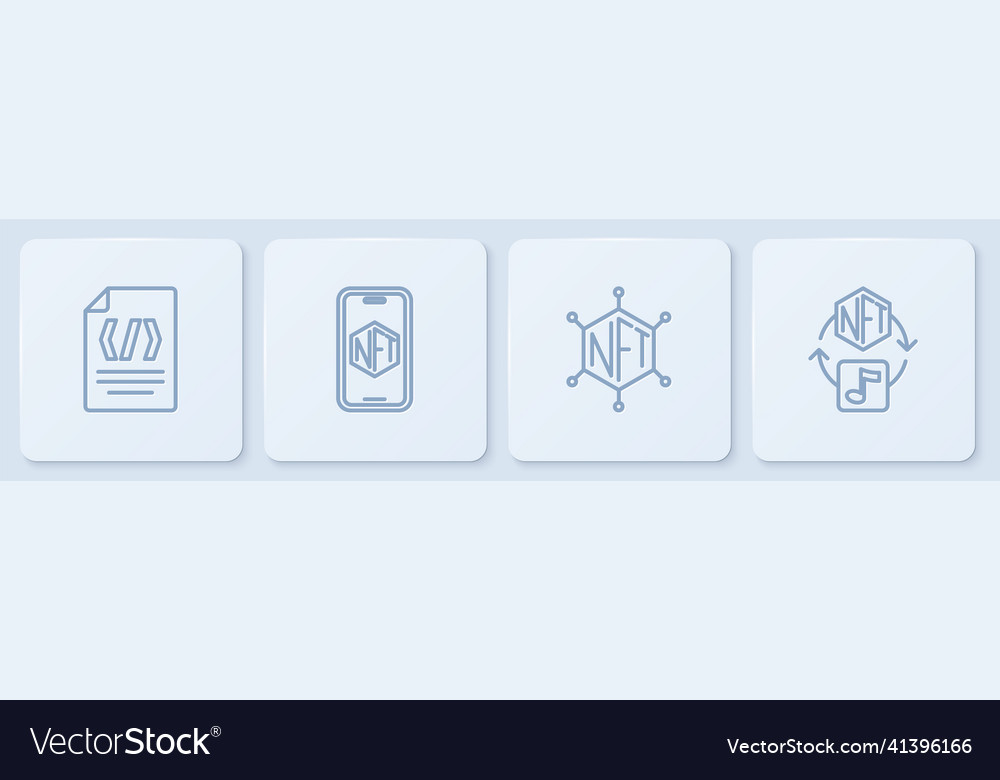 Set line binary code nft blockchain technology