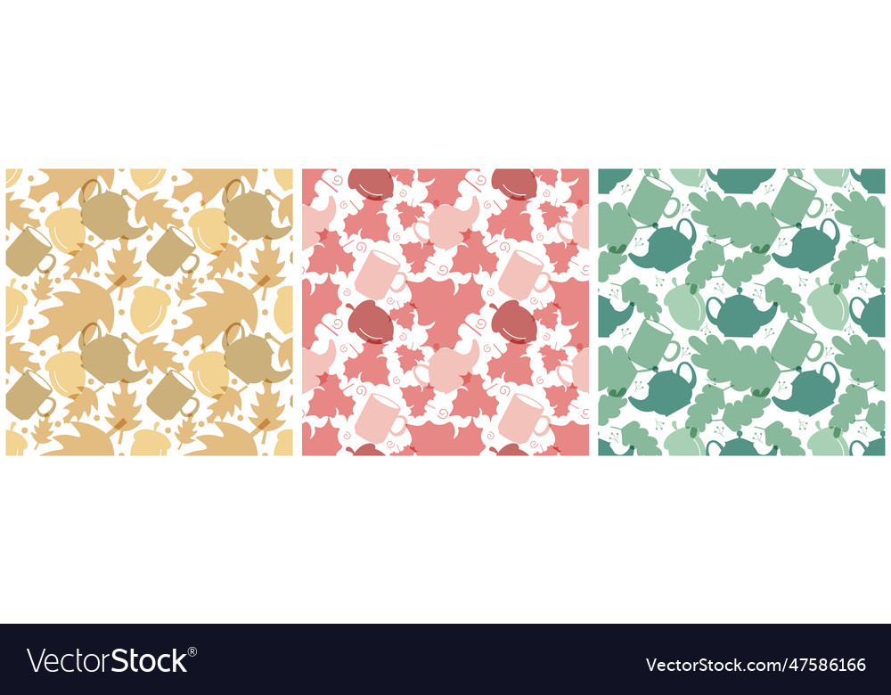 Set of autumn seamless pattern element panoramic
