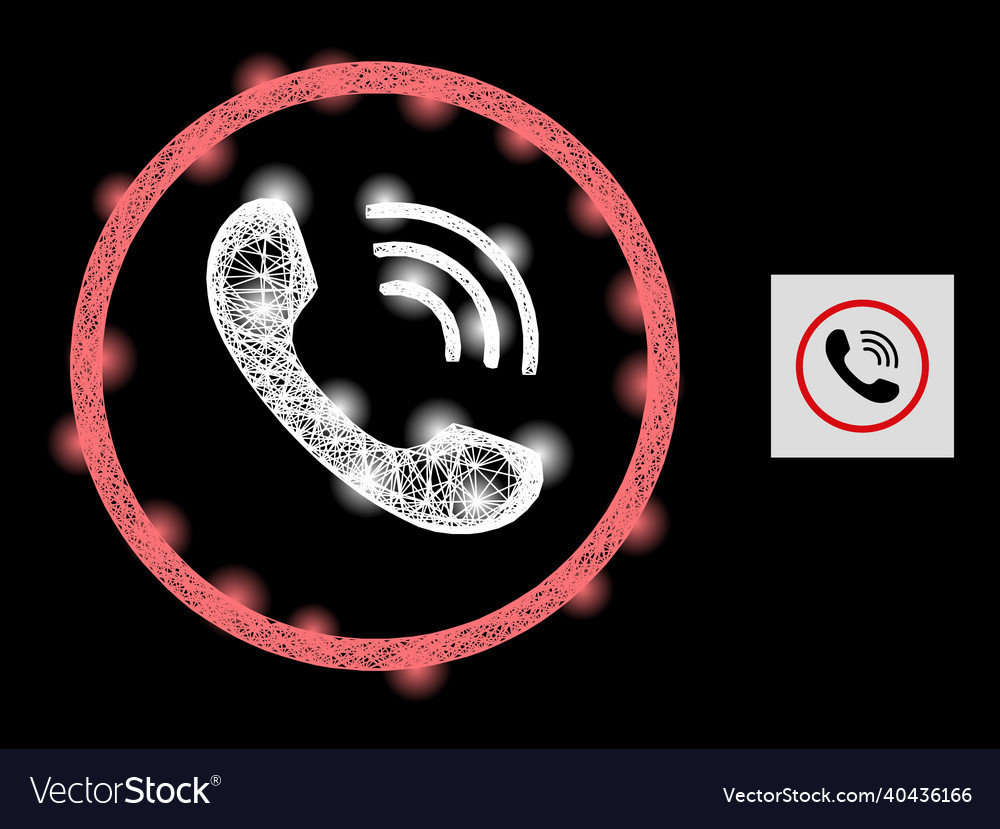 Shining net mesh telephone call with lightspots Vector Image Shining net mesh telephone call with lightspots