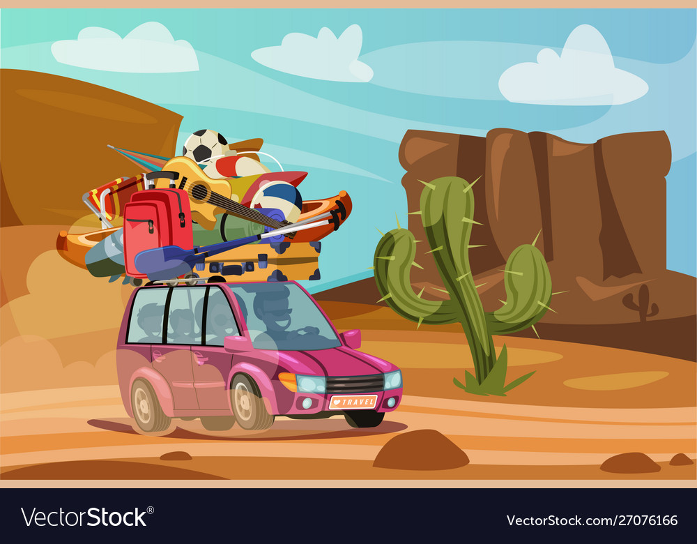 Summer vacation journey flat Royalty Free Vector Image