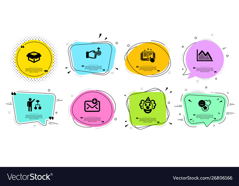 Technical documentation clown and smile icons set vector image Technical documentation clown and smile icons set