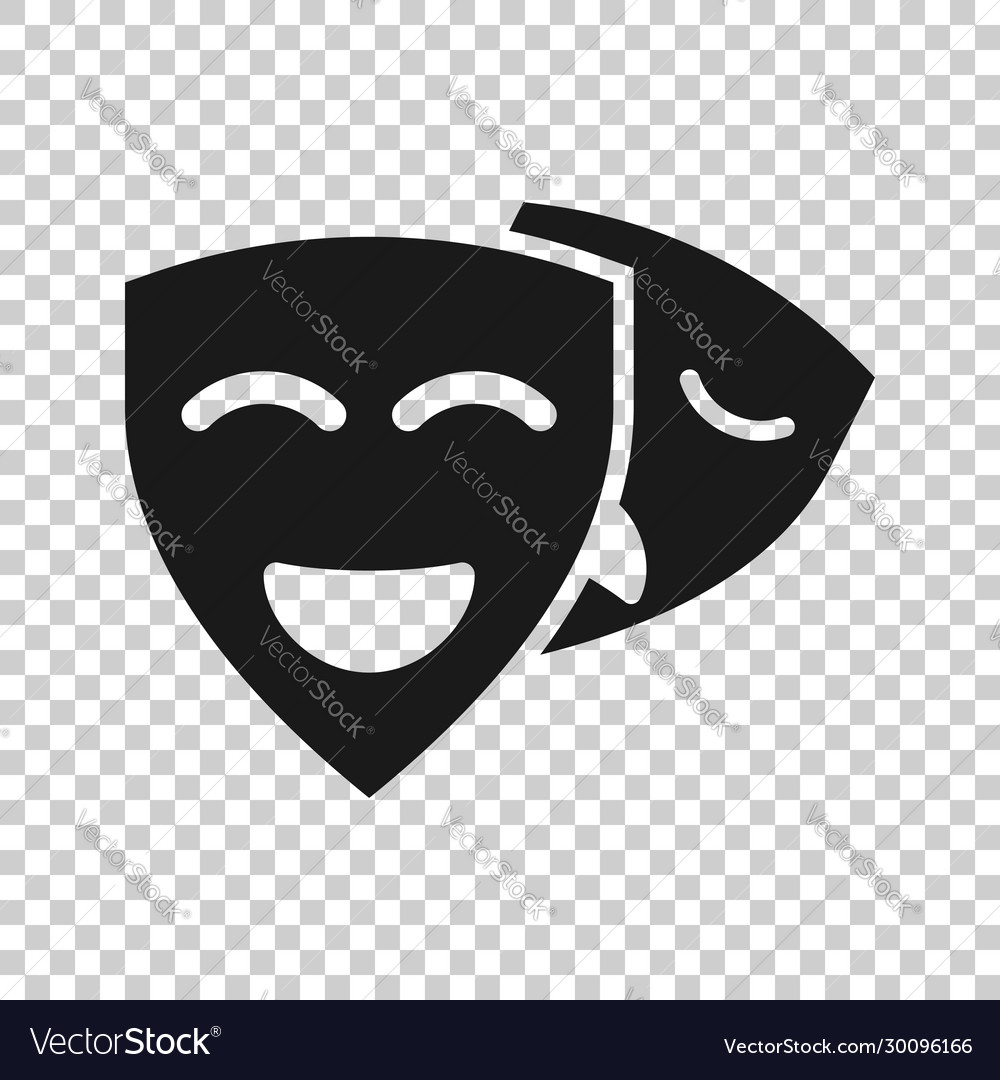 Theater Mask Icon In Flat Style Comedy Royalty Free Vector