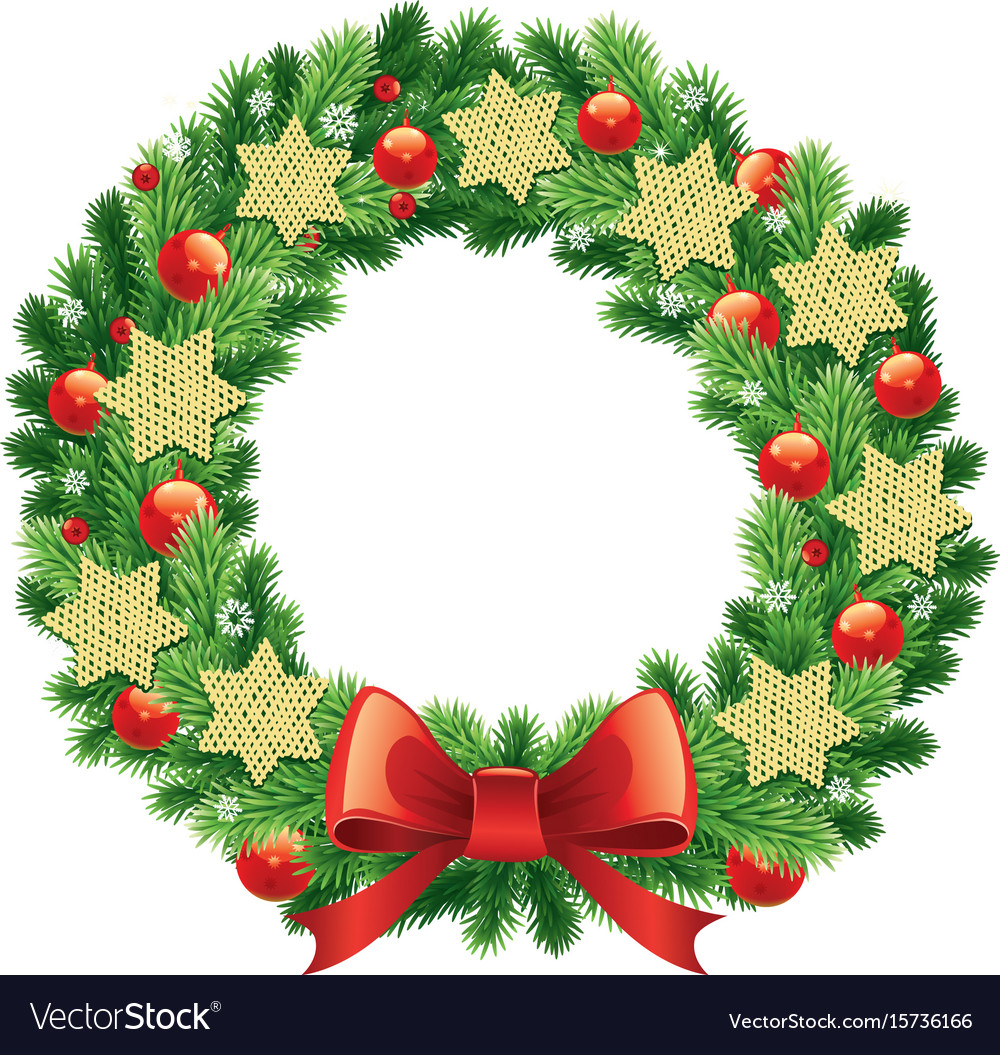 Traditional christmas wreath with garlands Vector Image