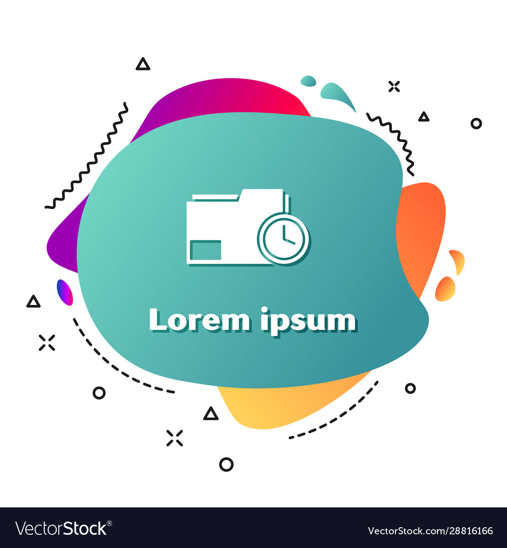 White document folder with clock icon isolated