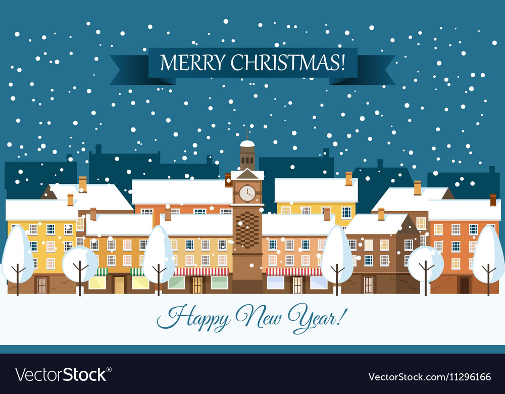 Winter town christmas card