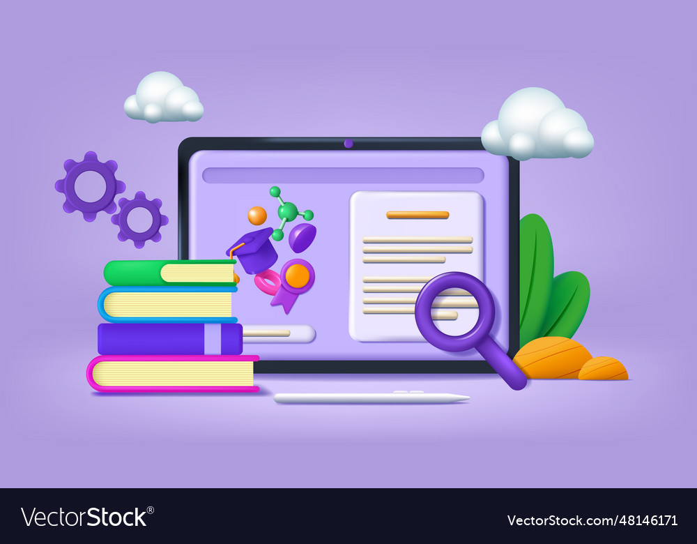 3d education school web class internet course Vector Image