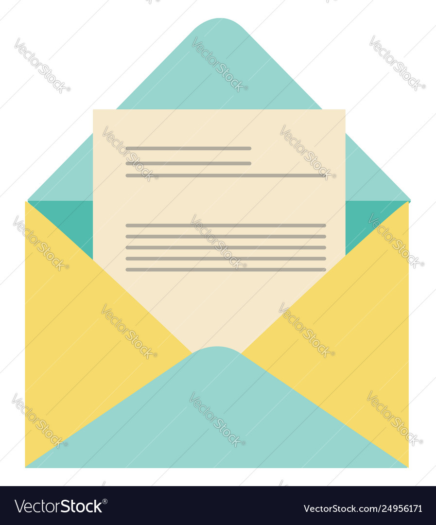 A letter enclosed in an envelope left opened