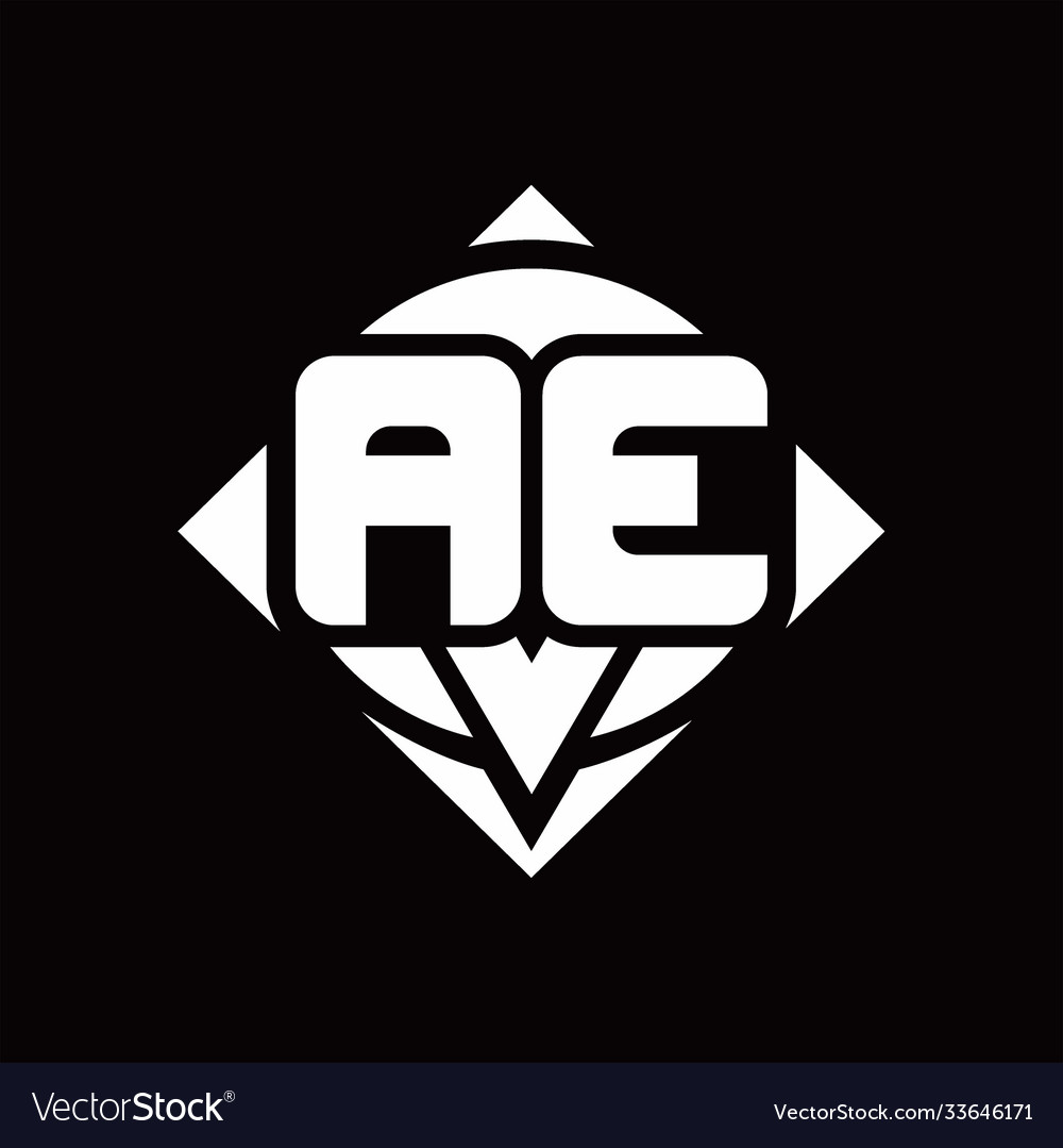 Ae logo monogram with circle shape and square