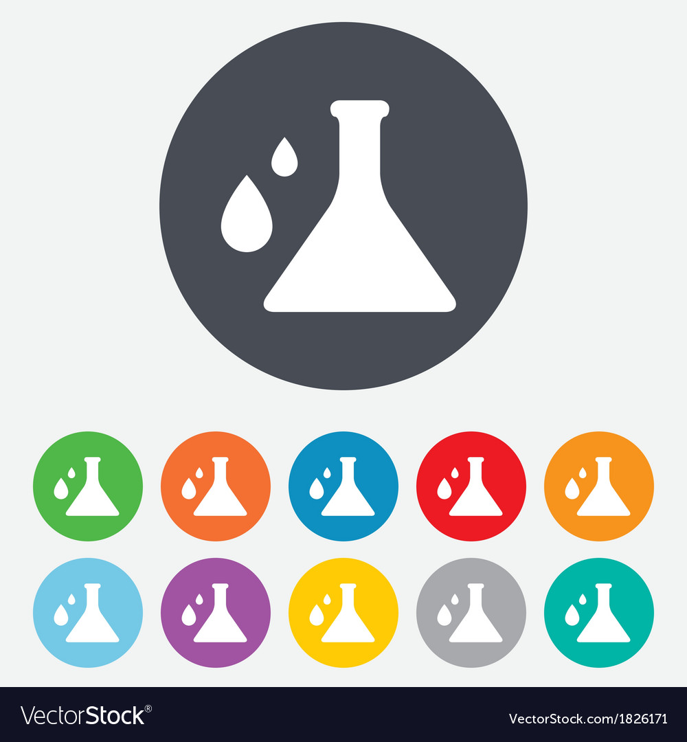 Chemistry sign icon bulb symbol with drops Vector Image