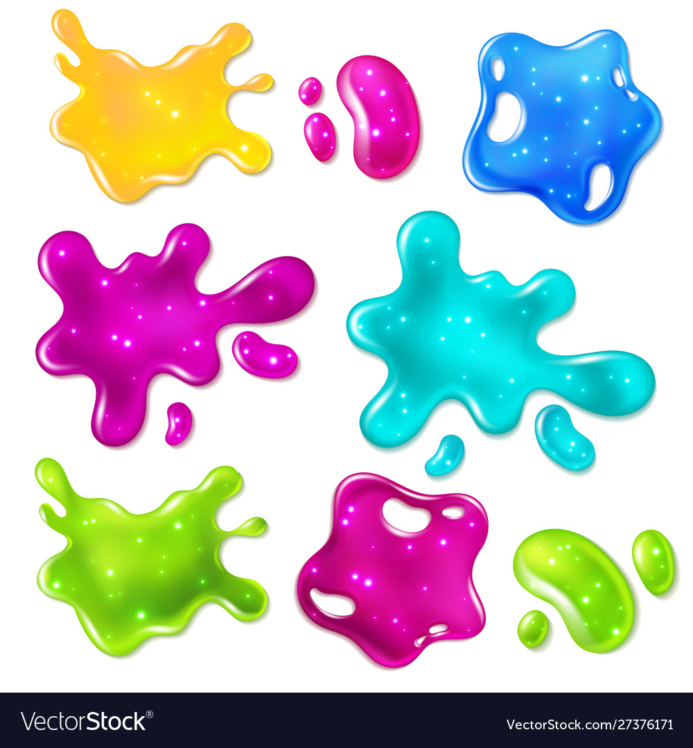 Color slimes glossy goo yellow purple green Vector Image