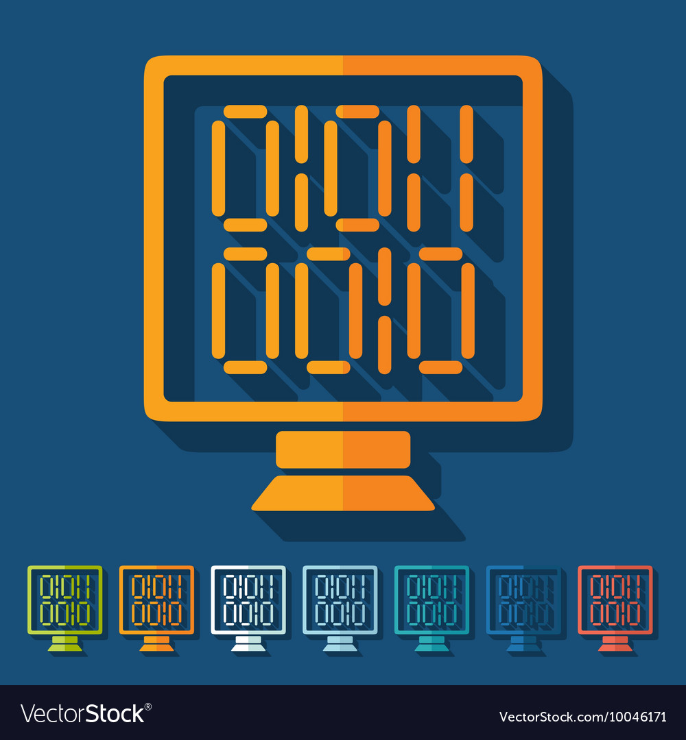 Flat design computer screen with binary