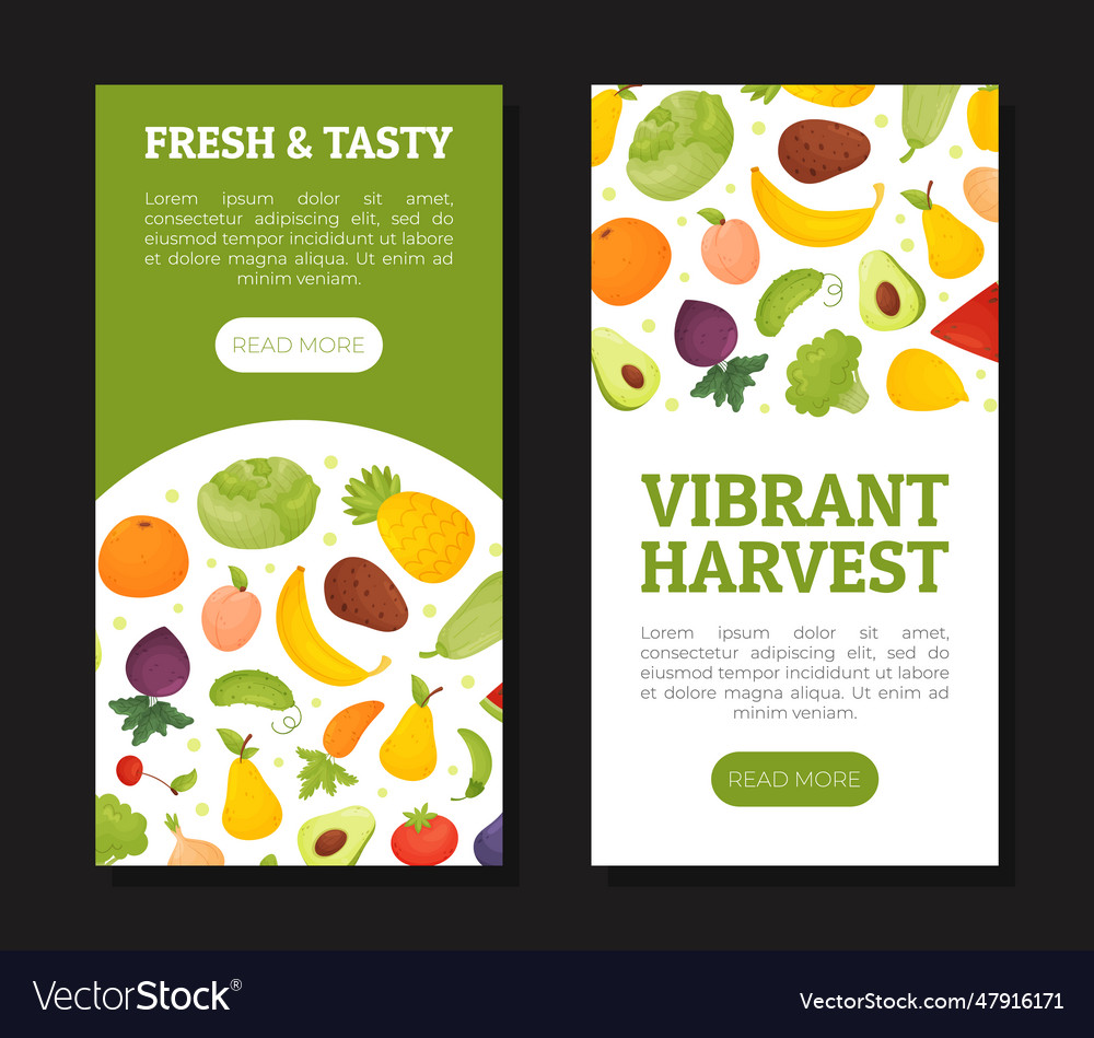 Fruit and vegetable banner design with ripe garden