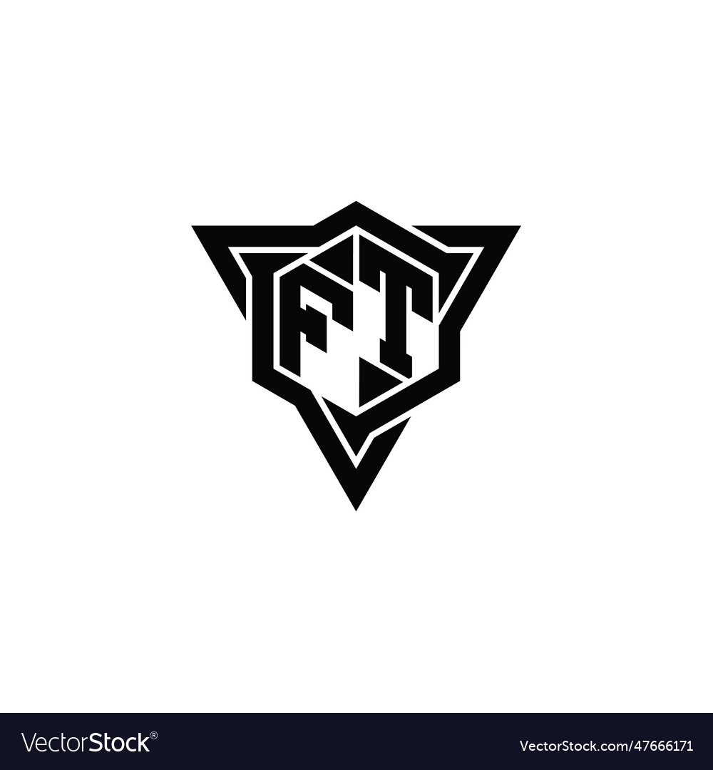 Ft logo monogram hexagon shape with triangle Vector Image Ft logo monogram hexagon shape with triangle