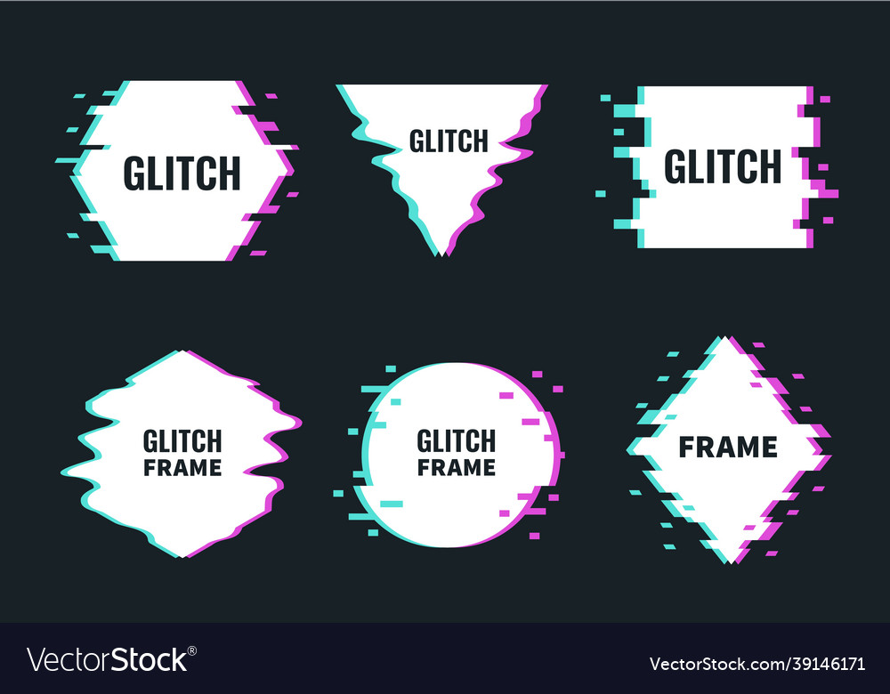 Glitch Frames Noise And Distortion Abstract Vector Image