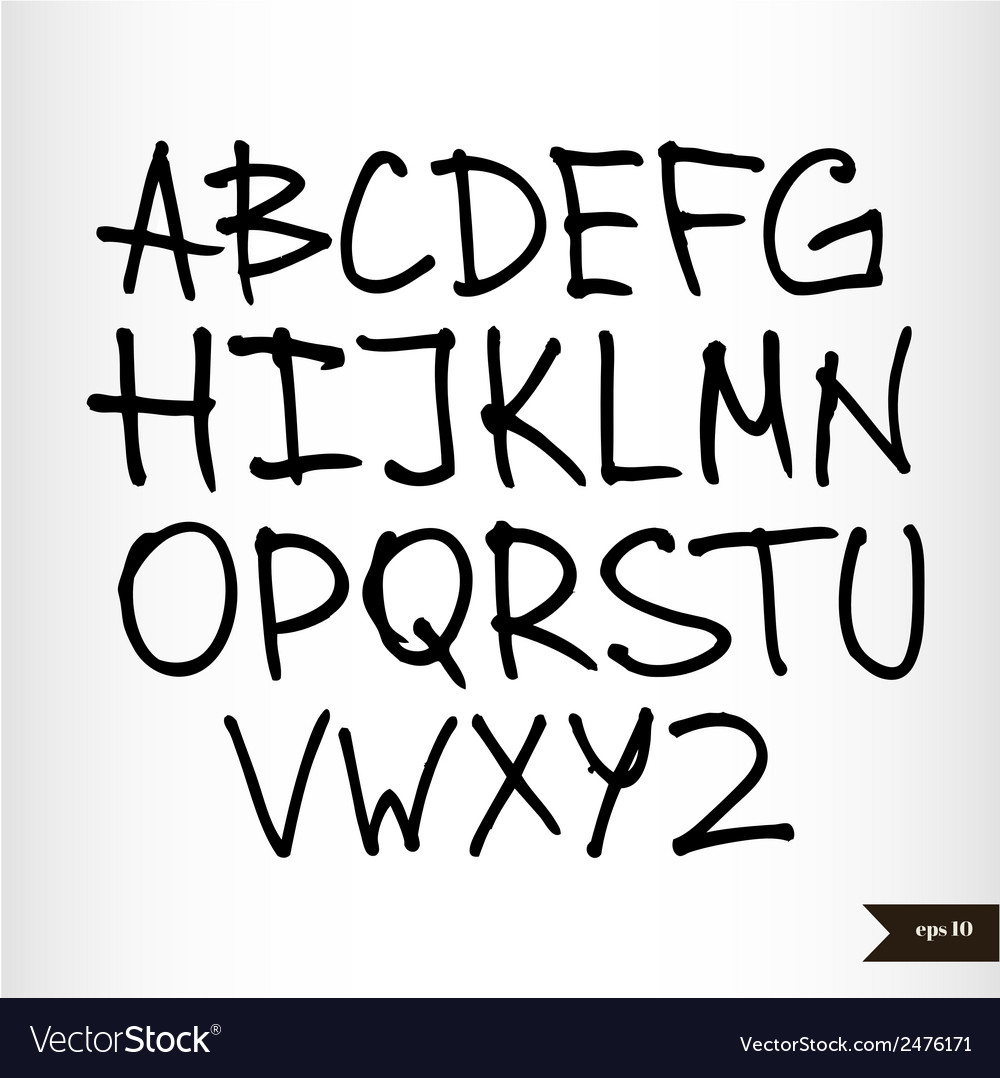 Handwritten calligraphic black watercolor alphabet