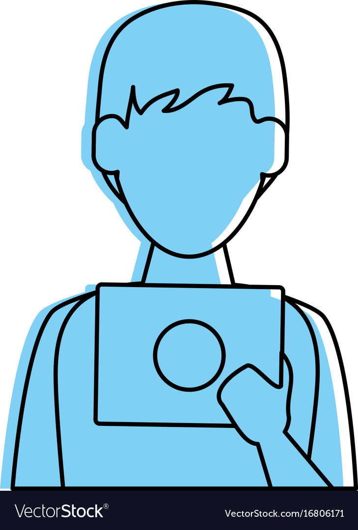 Man avatar using tablet icon image