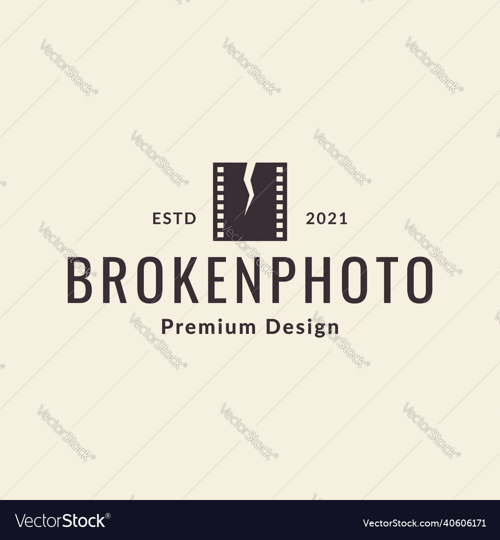 Fotofilm gebrochenes Hipster Vintage-Logo-Symbol vector image Fotofilm gebrochenes Hipster Vintage-Logo-Symbol