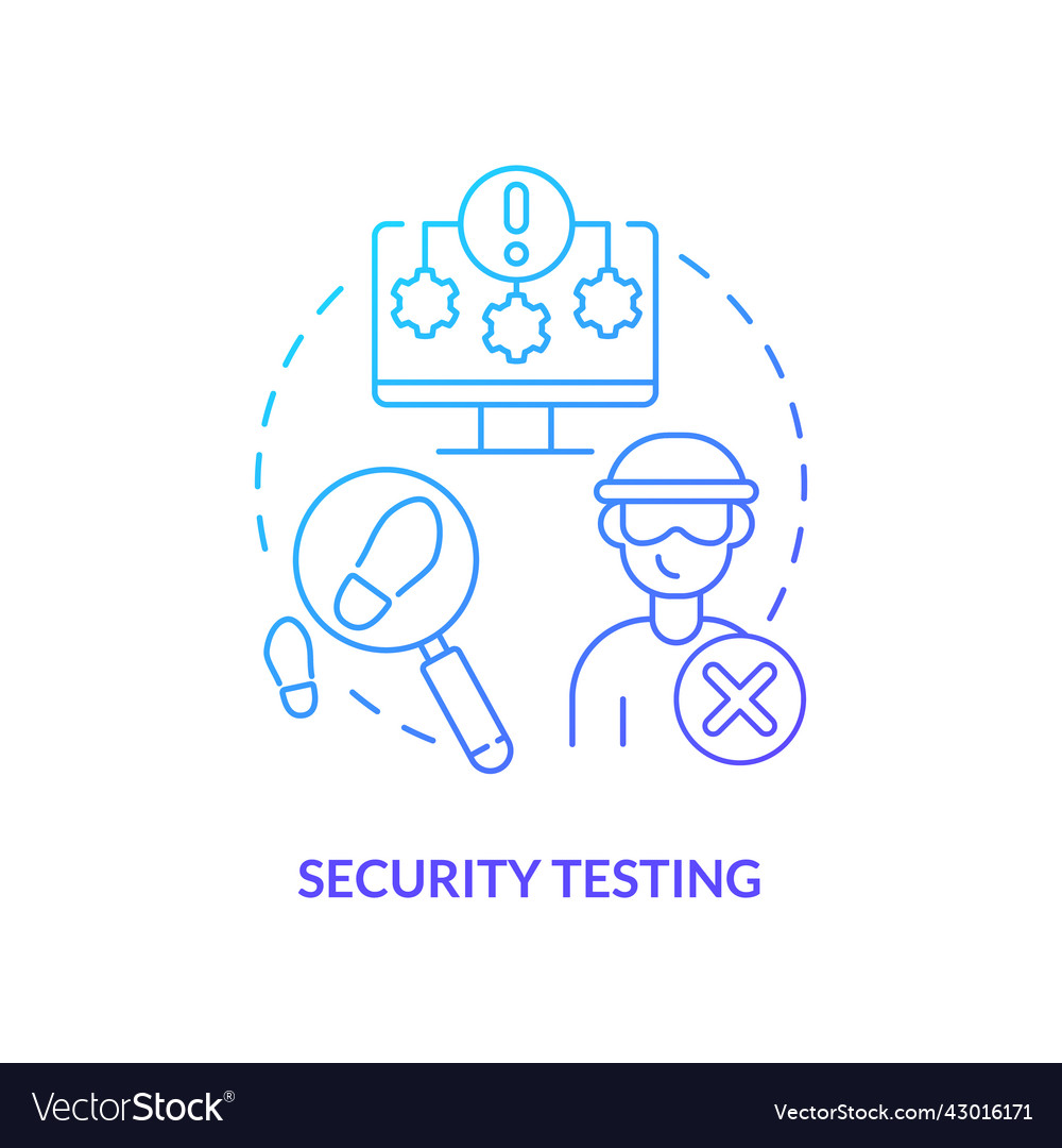 Security testing blue gradient concept icon vector image Security testing blue gradient concept icon
