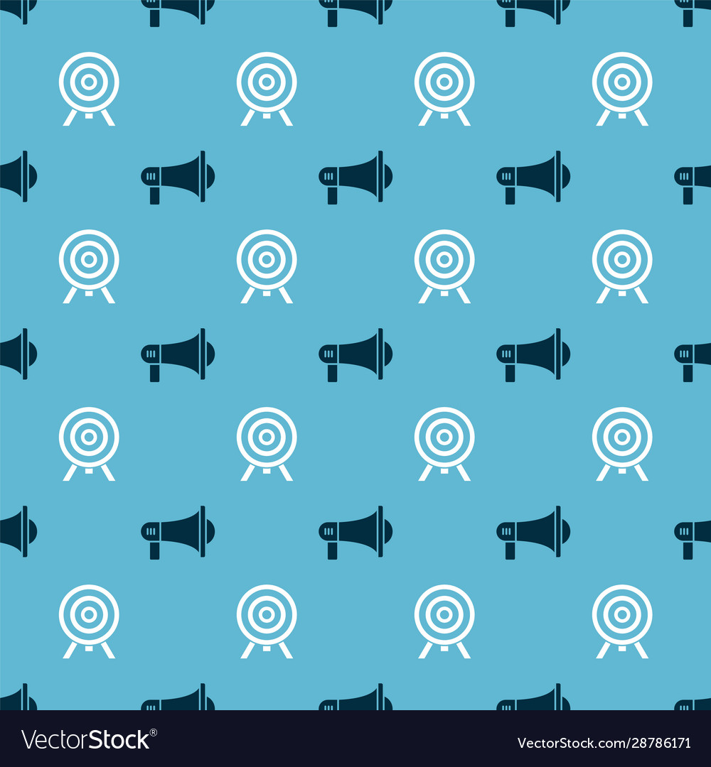 Set megaphone and target on seamless pattern vector image Set megaphone and target on seamless pattern