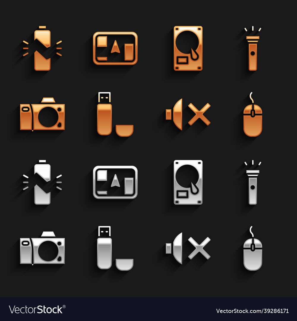Set usb flash drive flashlight computer mouse vector image Set usb flash drive flashlight computer mouse