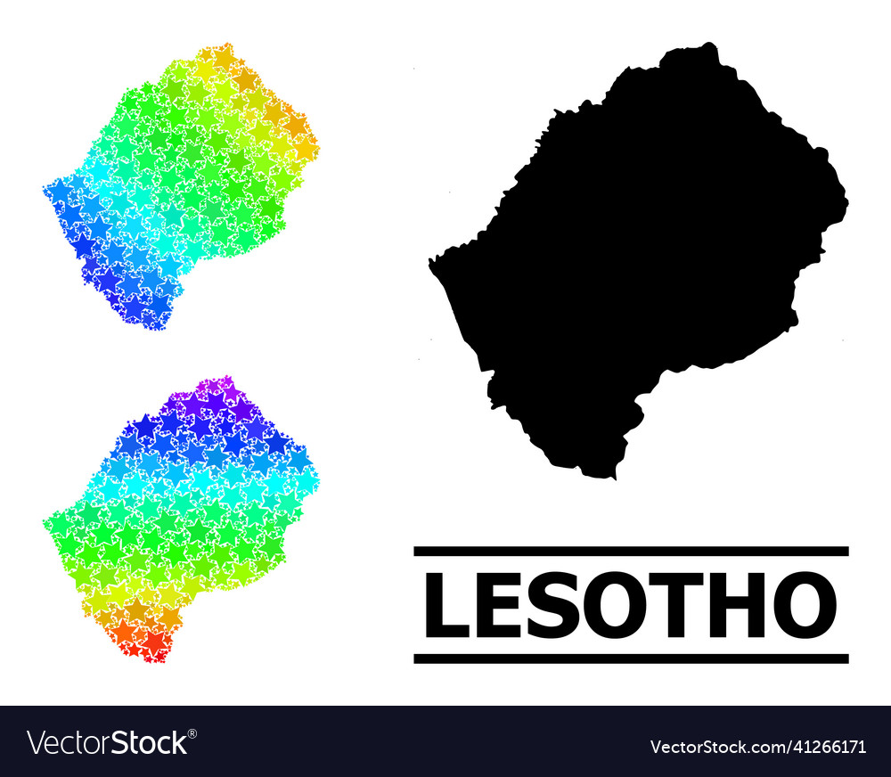 Spectrum gradient stars mosaic map of lesotho