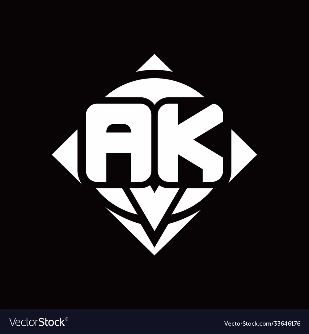 Ak logo monogram with circle shape and square