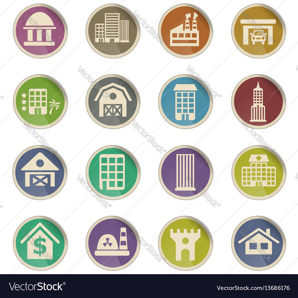 Building icon set Vector Image Building icon set
