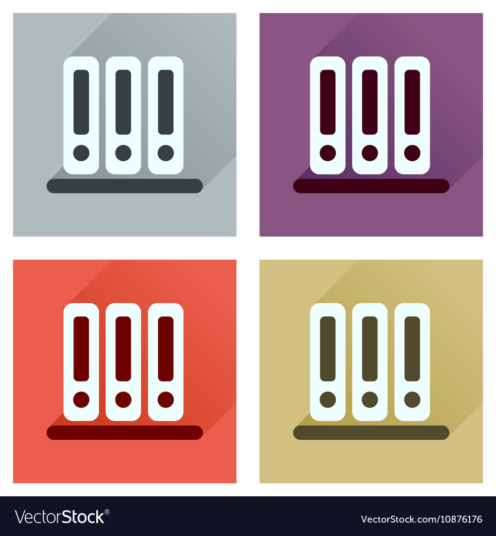 Concept of flat icons with long shadow folder