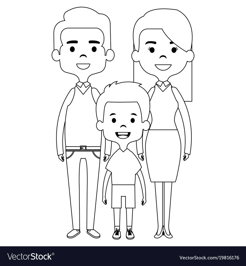 Cute mother and father with son Royalty Free Vector Image