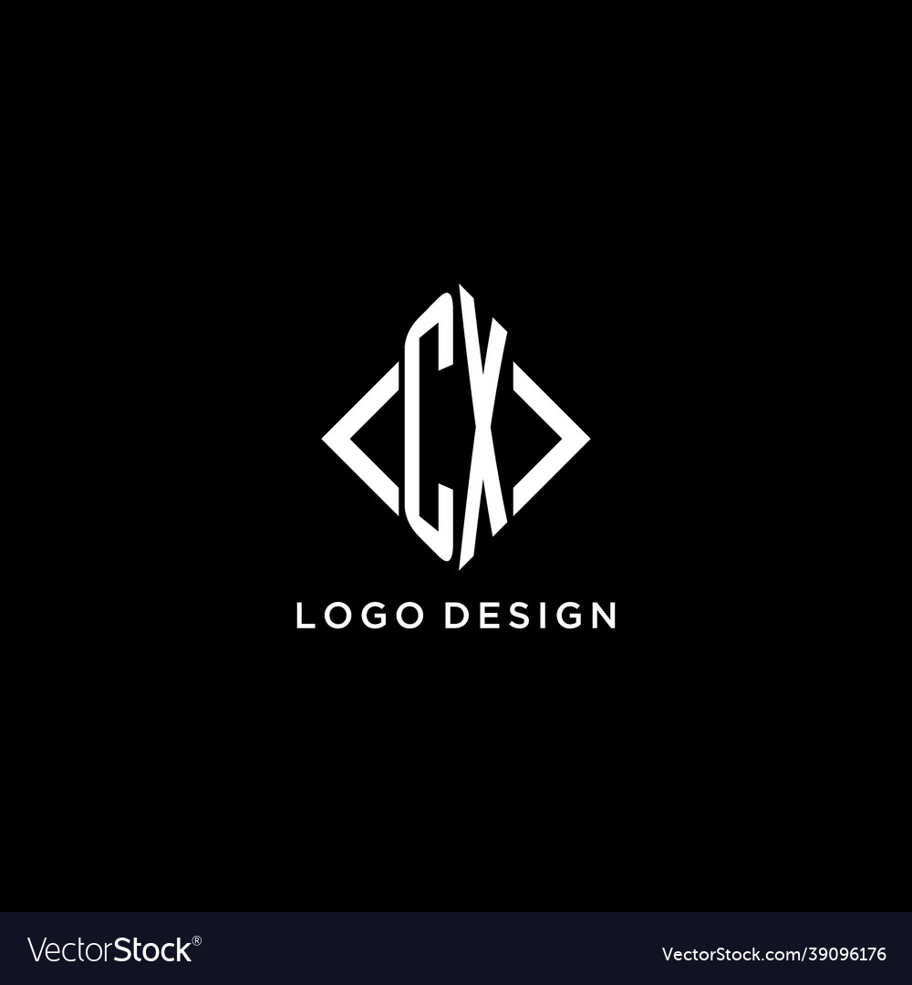 Cx initial monogram with rhombus shape logo design