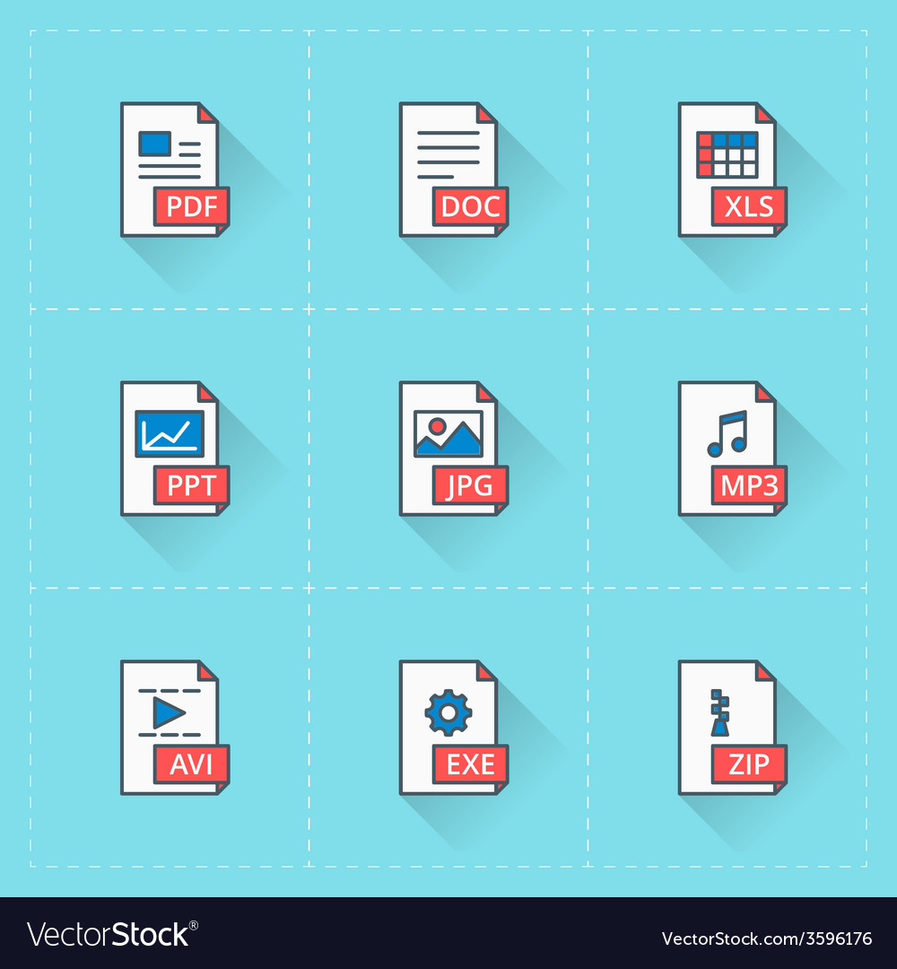 Document icons icon set in flat design style Vector Image