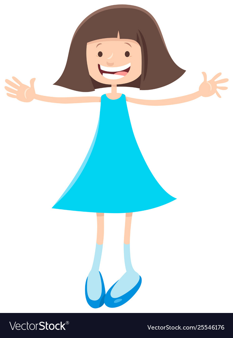 Elementary or teen age cartoon girl Royalty Free Vector