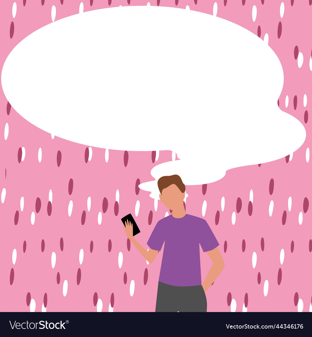 Presenter with conversation bubble showing new vector image Presenter with conversation bubble showing new