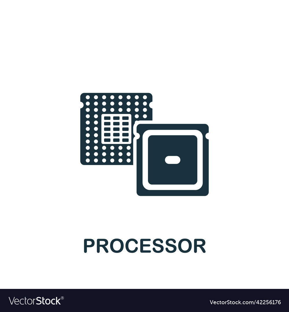 Processor icon monochrome simple artificial vector image Processor icon monochrome simple artificial