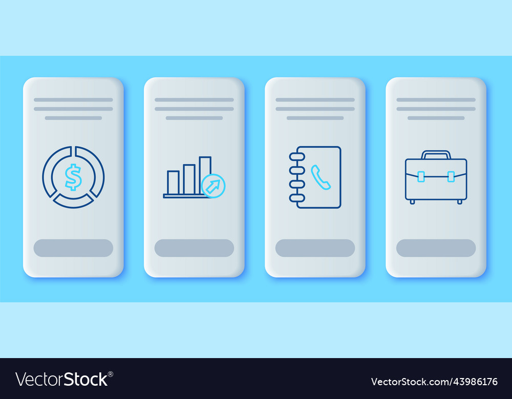 Set line presentation financial with graph vector image Set line presentation financial with graph