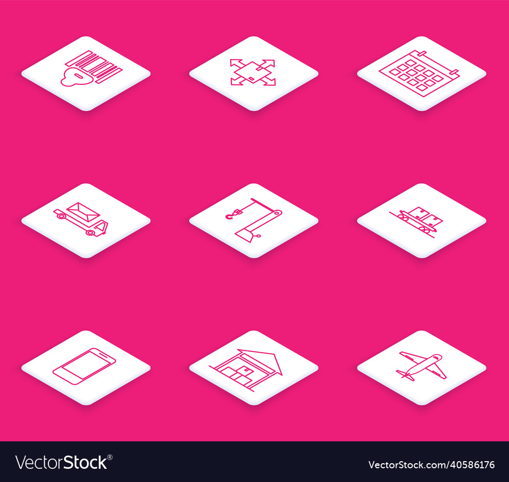 Set line scanner scanning bar code cardboard box