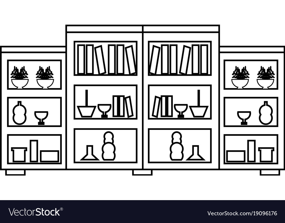 Shelves unit with decorative objects