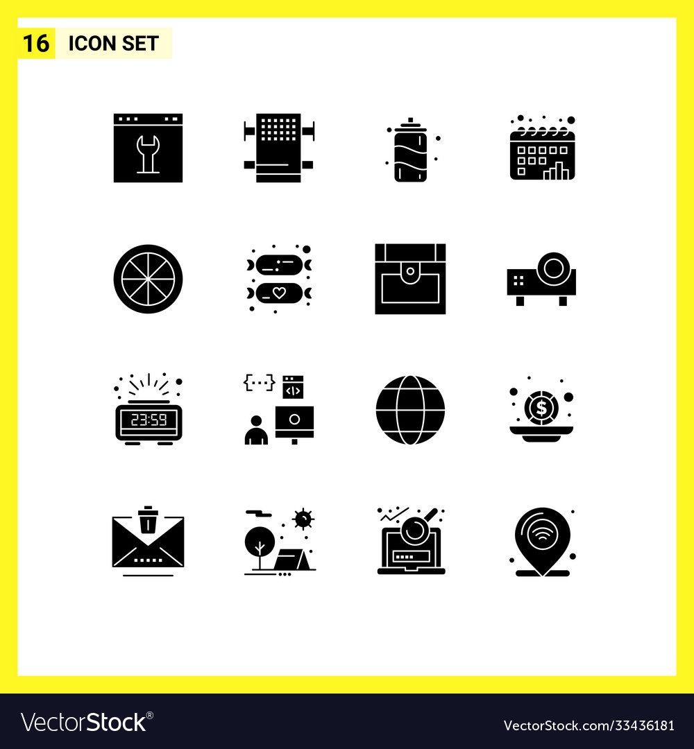 16 universal solid glyphs set for web and mobile