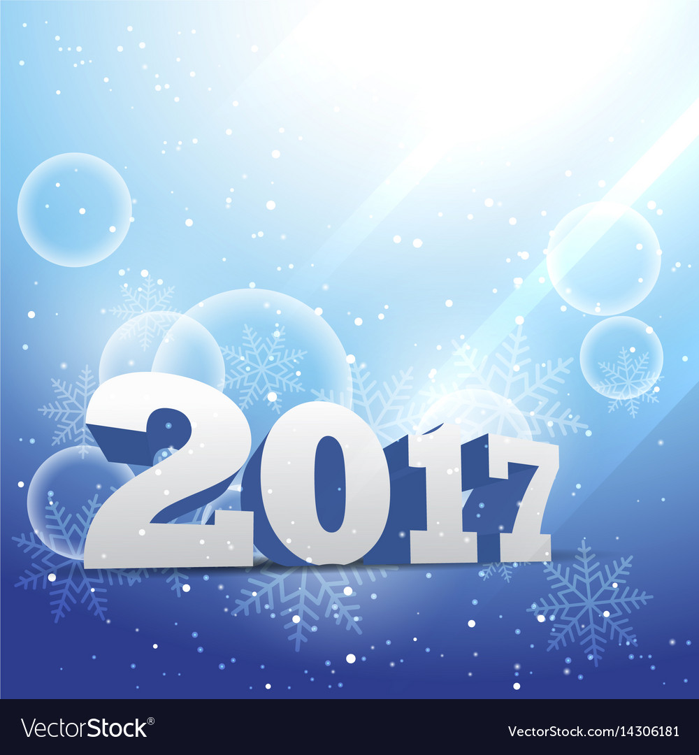2017 text writtern in 3d style on blue beautiful